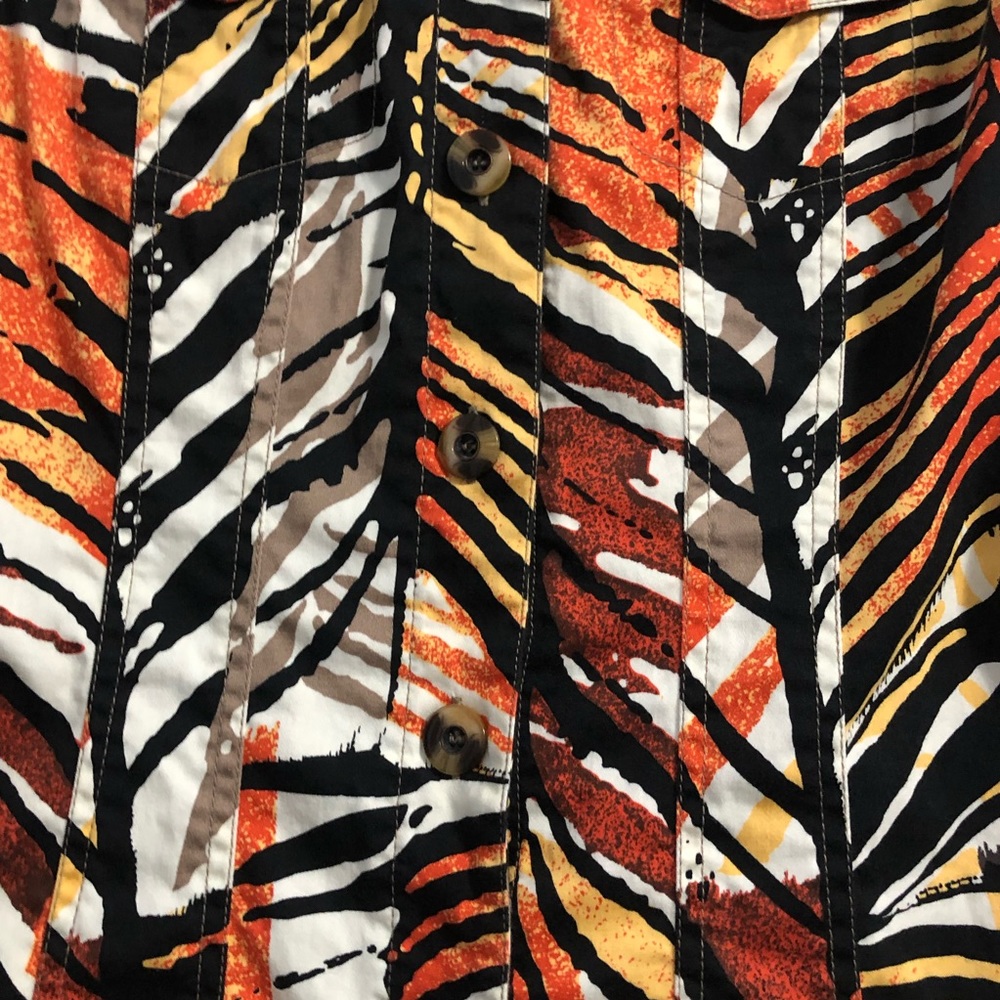 Ruby Rd. Orange Colorful Patterned Button Down Shirt 12 - Picture 4 of 5